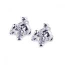 Silver 925 Rhodium Plated Skull CZ Hoop Earrings - STE00524 | Silver Palace Inc.