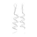 Silver 925 Rhodium Plated Double Dangling Spiral Hook Earrings - DSE00023 | Silver Palace Inc.